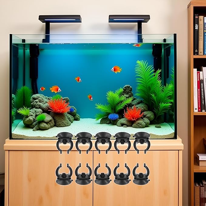 GANPUB 10PCS Black Suction Cup Fish Tank Aquarium Heater Rubber Clip Airline Tubing Glass Holder Pet Supplies Cost- Effective Fashion in Practical Aquarium Pumps and Filters(18-22MM)