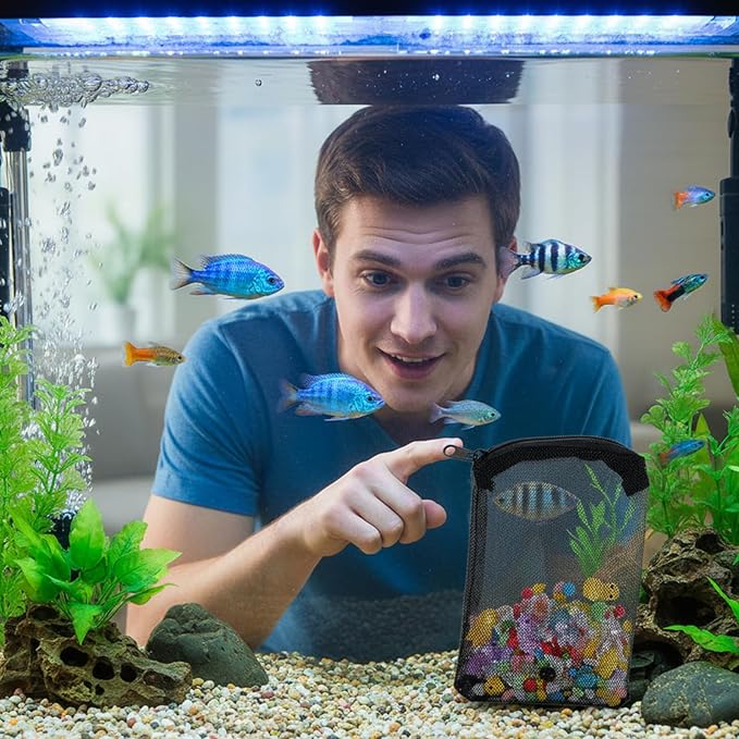 20Pcs Reusable Aquarium Media Bag, Aquarium Filter Media Bags, Fine Mesh Bag with Zipper for Tank Aquarium, 2 Colors (6" x 4")