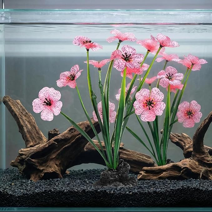 UKCOCO 2Pcs Artificial Aquarium Plants : Realistic Plastic Fish Tank Decorations, Pink Water Grass for Aquariums, 2.16x1.77x8.25in