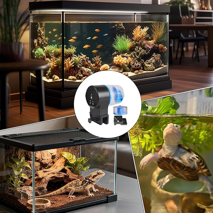 Fish Automatic Feeder,Precision Adjustable Timer Stable Food Dispenser | Aquarium Auto Feeder,for Home Dorm Office Apartment Bedroom Betta Turtle Goldfishes Koi
