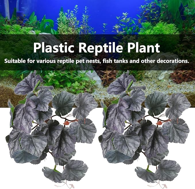 2PCS Artificial Water Plant,Simulation Vine,Lifelike Plastic Leaves Decoration with Suction Cup,Plastic Plant Aquatic Water Grass Decor for Fish Tank (Bicolor Begonia Leaves)
