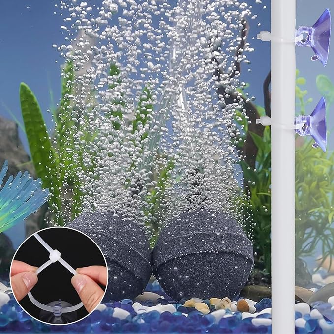 60 Pcs Aquarium Suction Cups with 60 Pcs Adjustable Zip Ties Set, Small Suction Cups for Aquarium Plant Holder Fish Tank Plants Kitchen Christmas Hanging Organization
