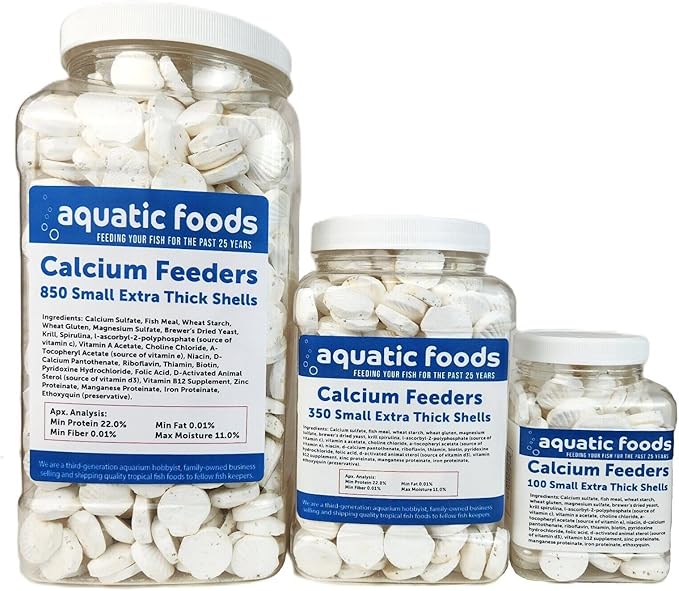 Calcium Enriched Food Shells, Small Extra Thick Shells for Shrimp, Snails, Crabs, Crayfish, Hermit Crabs Plecos, Catfish, Bottom Fish, All Tropical Fish.…100 Count Jar