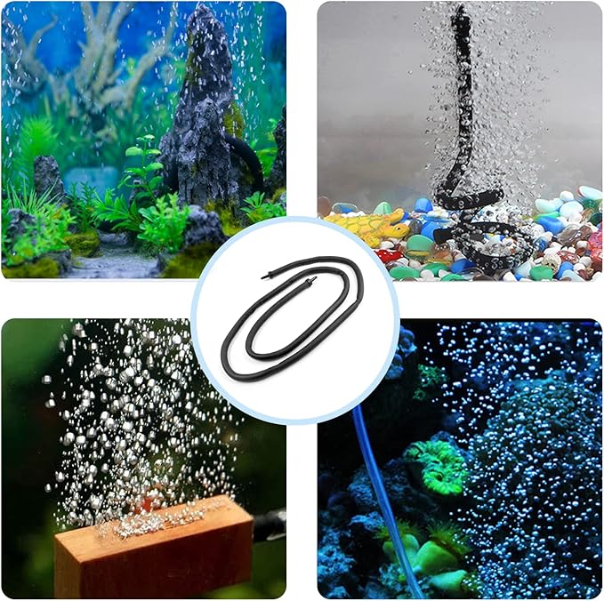 Waziaqoc Bubble Wall Air Diffuser, Aquarium Wall Air Curtain Bubble Tube Rubber Bendable Bubble Hose for Fish Tank, 120cm/48 Double Head