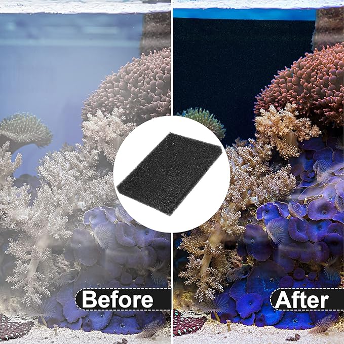 Honoson 4 Pack Aquarium Bio Sponge Filter Media Pad Cut to Size Filter Foam Sponges Open Cell Foam Sheet for Aquarium Fish Tank Sump Ponds Hydroponics(8 x 4 x 1 Inch,Black)