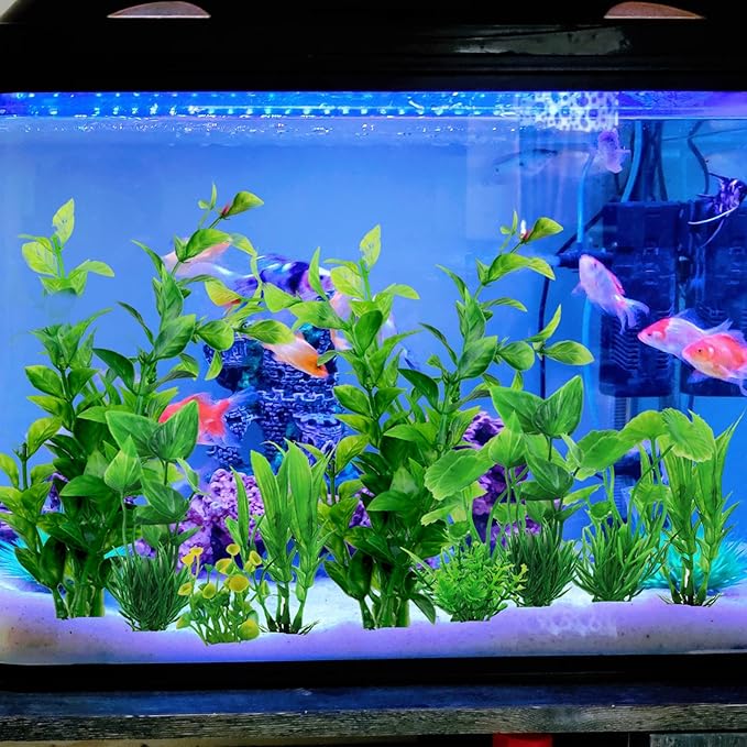 QUOZUO Fish Tank Accessories Aquarium Decorations Green Plants, 10pcs Green Fish Tank Decorations Plastic Plants, Fish Tank Decor, Aquarium Decor Artificial Plants
