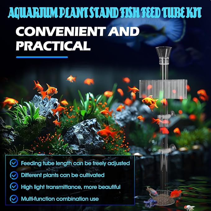 2PC 7 Holes Upgraded Aquarium Plant Holder, Aquatic Plants Cup for Tank, Fish Tank Plant Holder with Long Hook, Aquarium Feeder for Aquascape Decorations on Top of Tank (2Sets)