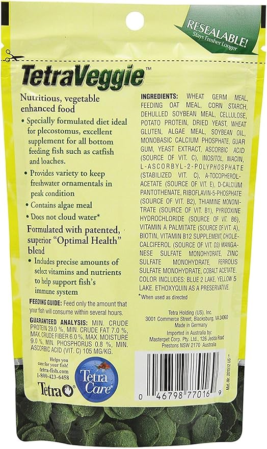 Tetra 77016 TetraVeggie Algae Wafers, 6-Ounce, 172-Gram