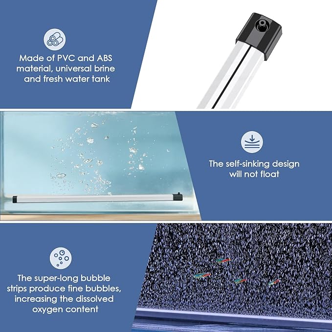 hygger Aquarium Bubble Strip, Nano Air Bubble Curtain Wall Aquarium, Quiet High Dissolved Oxygen Diffuser Fish Tank Bubbler Decorations Self-Sinking for Freshwater Saltwater (27.5 Inch)