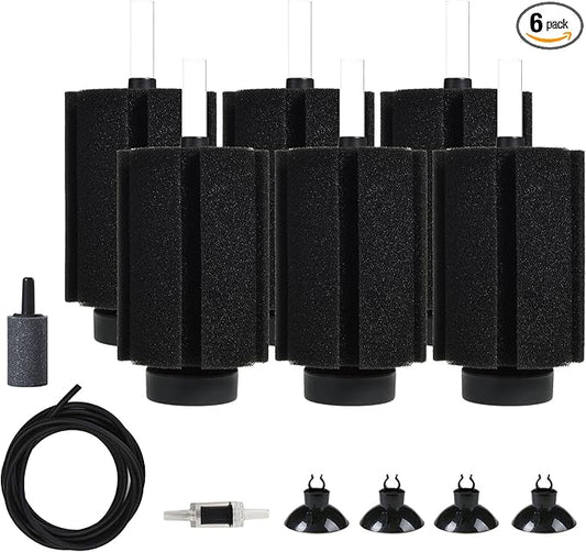 ALEGI Aquarium X Large Sponge Filter 150 Gallon,125 Gal Sponge Filter with Air Stone for Large Fish Tank (6 pcs)