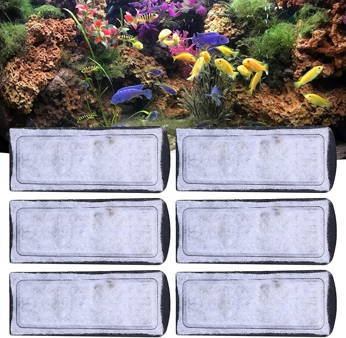 Tbest Fish Carbon Filter,Marina Aqua One Filter,Charcoal Cartridge F 6Pcs Aquarium Filter Cotton Replacement Wallmounted Filter Accessory for Fish Tanks