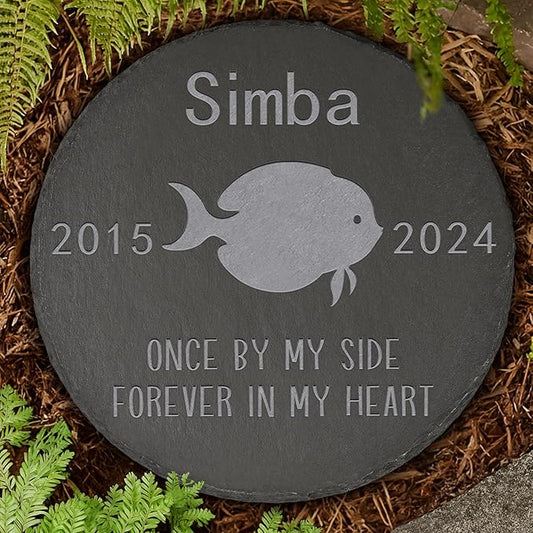 Personalized Pet Memorial, Fish Memorial Stone, Fish Tombstone, Fish Grave Marker, Fish Memorial Gifts, Fish Loss - Round
