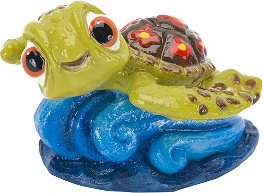 Penn-Plax Squirt Mini Aquarium Ornament for Finding Nemo - Fun Decoration for Your Smaller Tank with This Friendly Turtle Riding a Wave