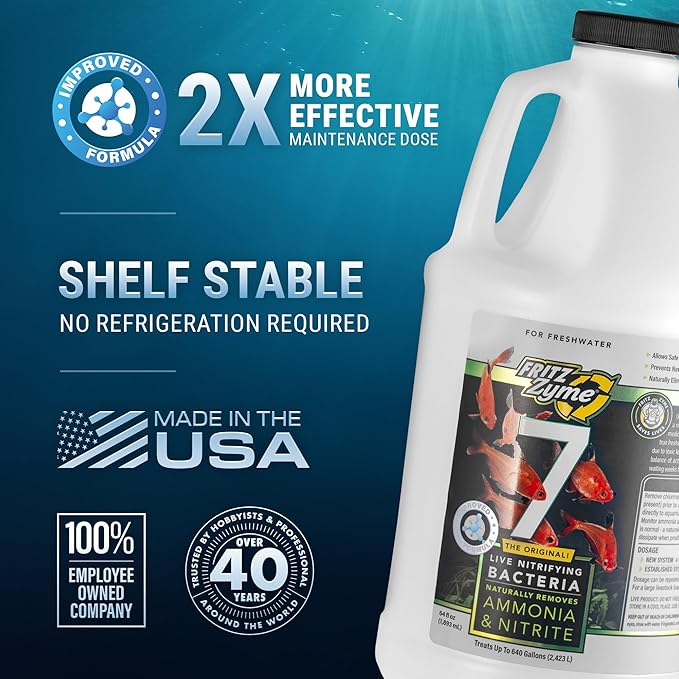 Fritz Aquatics FritzZyme 7 Live Nitrifying Bacteria Naturally Removes Amonia & Nitrite for Freshwater Fish (64-Ounce)