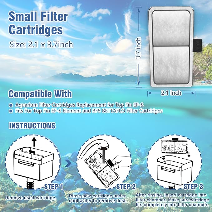 6-Pack Filter Cartridge Replacements for Top Fin EF-S Element and BF5 BETTAFLO