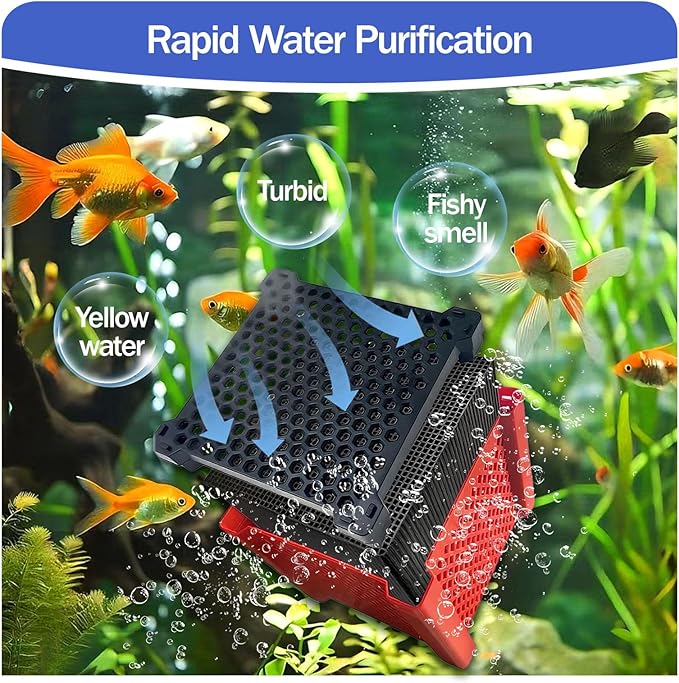 2 PCS 2025 New Pure Cube Water Trough Filter 2.0, Eco-Aquarium with Honeycomb Charcoal, Super Strong Filtration Activated Carbon Filter Media for Fish Tanks, Horse Troughs, Ponds & Livestock Tanks