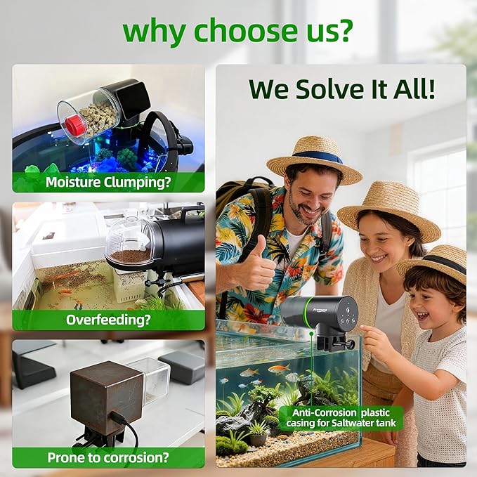 Freesea Automatic Fish Feeder for Aquarium: 3 Timers & One-Touch Easy Setup - 7-14 Day Supply with 200ML Food Dispenser - Worry-Free Vacation Feeding for Betta Turtle Tank