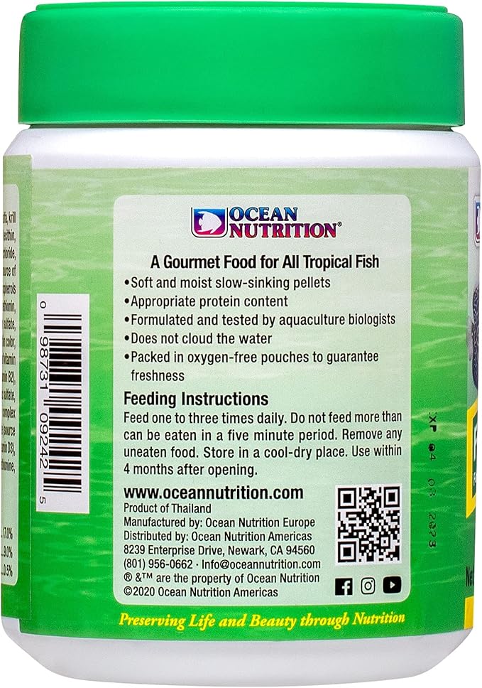 Ocean Nutrition Formula Two Pellets - Fish Food for Herbivorous & Omnivorous Marine Tropical Fish, High Protein(40%) - 7 oz (200 g) Small Pellets