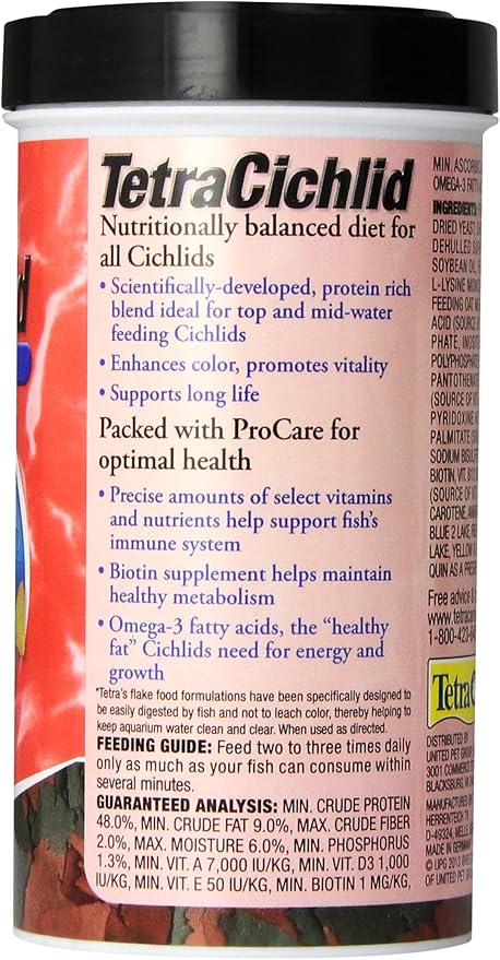 TetraCichlid Cichlid Flakes 2.82 oz, Fish Food, Clear Water Advanced Form