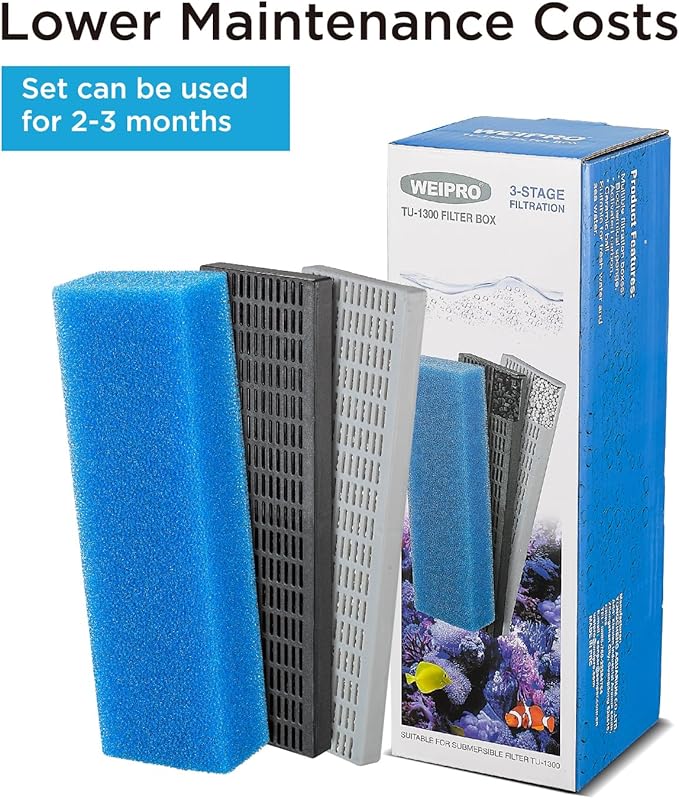 Replacement Cartridge for Aquarium UV Filter TU-1300 with Aquarium Filter Foam, Active Carbon and Ceramic Ring(TU1300-S)