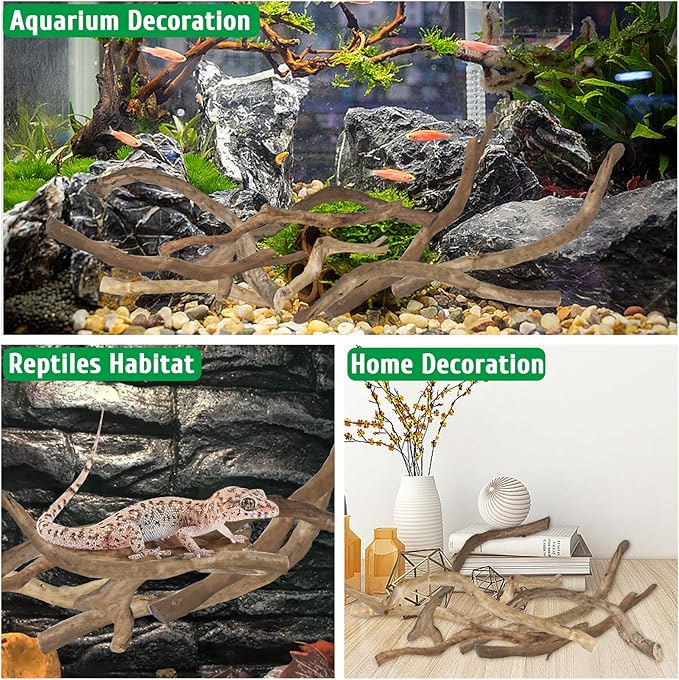 kathson Natural Driftwood for Aquarium, Red Moor Driftwood Mix 12''-16'' Long Driftwood for Decorations Aquarium Driftwood Assorted Shapes Natural Aquarium Decor Driftwood (500g, Coarse Branches)