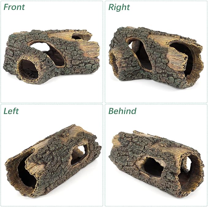 Uniclife Aquarium Large Betta Log Resin Hollow Tree Trunk Decor Artificial Wood Fish House Cave Bark Ornament with Hideout Holes for Shrimp Small Cichlid Lizard and Turtle in 10-70 Gallon Fish Tank