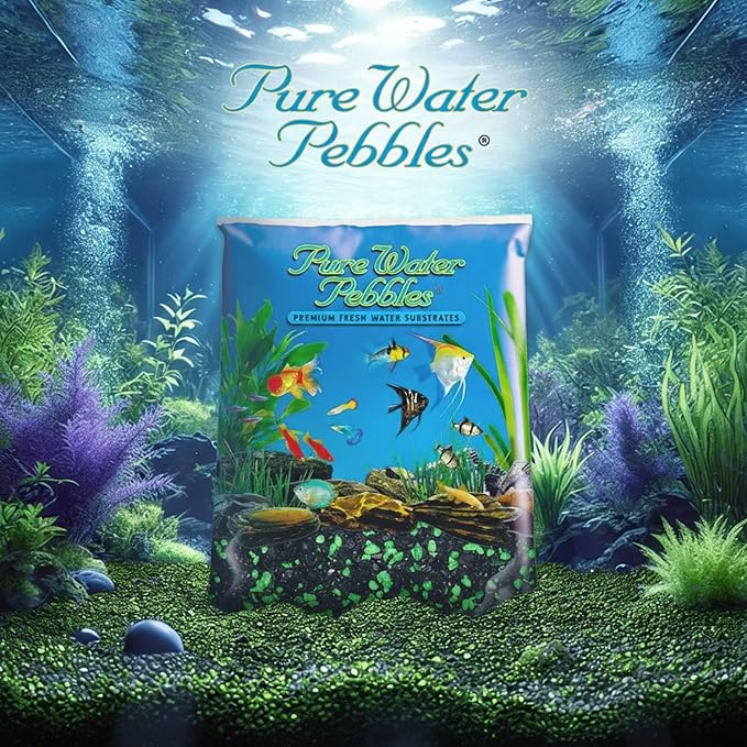 Pure Water Pebbles Emerald Glo Aquarium Gravel - 5 lbs - Non-Toxic, Colorfast, Vibrant Substrate for Aquariums, Terrariums, Ponds & Crafts