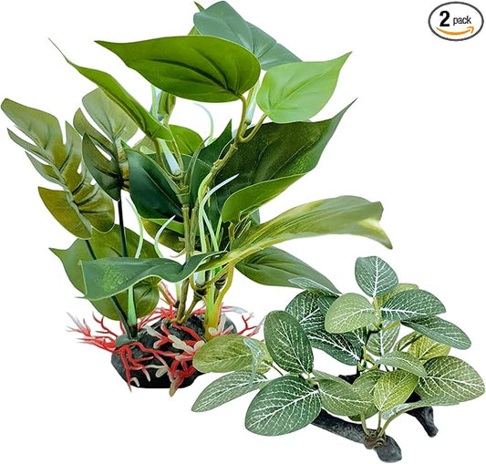 M2cbridge Artificial Fish Tank Plants Silk Aquarium Plant Aquatic Water Grass Foreground Decor (2PCS (Tall and Short))