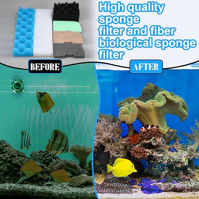 Threlaco 32 Pcs Filter Media Compatible with 406/407 Filters, Aquarium Replacement Maintenance Kit Including Biological Sponge, Ammonia/Phosphate/Nitrite Remover Pad, Aquarium Towel, Grease