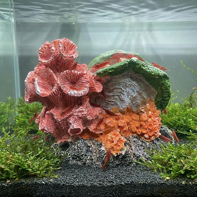 Aquarium Decor Resin Coral Fish Tank Decorations, Small Aquarium Hideout Ornament for Betta Shrimp Goldfish, Fish Tank Accessories Decorations Artificial Reef