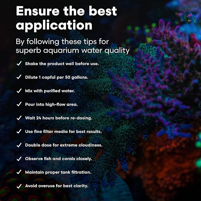 Continuum Aquatics Clarion Marine Water Clarifier for Saltwater Aquariums – Clears Cloudy Water Fast – Reef-Safe Formula – Enhances Filtration & Clarity, 250 ml
