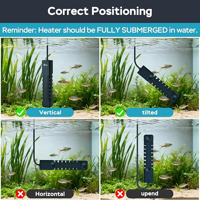 AquaMiracle Aquarium Heater, 200W Submersible Fish Tank Heater with LED Digital Display, Overheat Protection & Auto Power-Off When Out of Water, for Freshwater and Saltwater Fish Tanks (20-40 Gal)