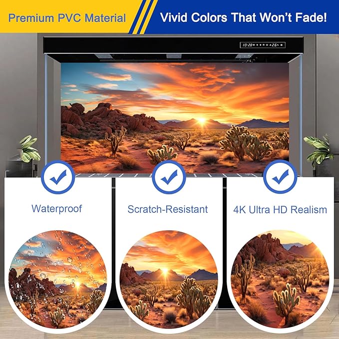 Aquarium Background & Terrarium Background – Ultra HD Static Cling, Tape-Free, Desert Sunset Design for Reptile Tank Decorations, Perfect for Bearded Dragon and Leopard Gecko Tanks 11.8 X 23.6 Inches
