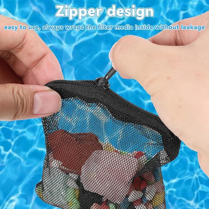 10Pcs Media Bags for Aquarium Fine Mesh Bag 4" x 4" with Plastic Zipper, Reusable Bag Mini Fish Tank Filter for Bio Activated Carbon Filterstones