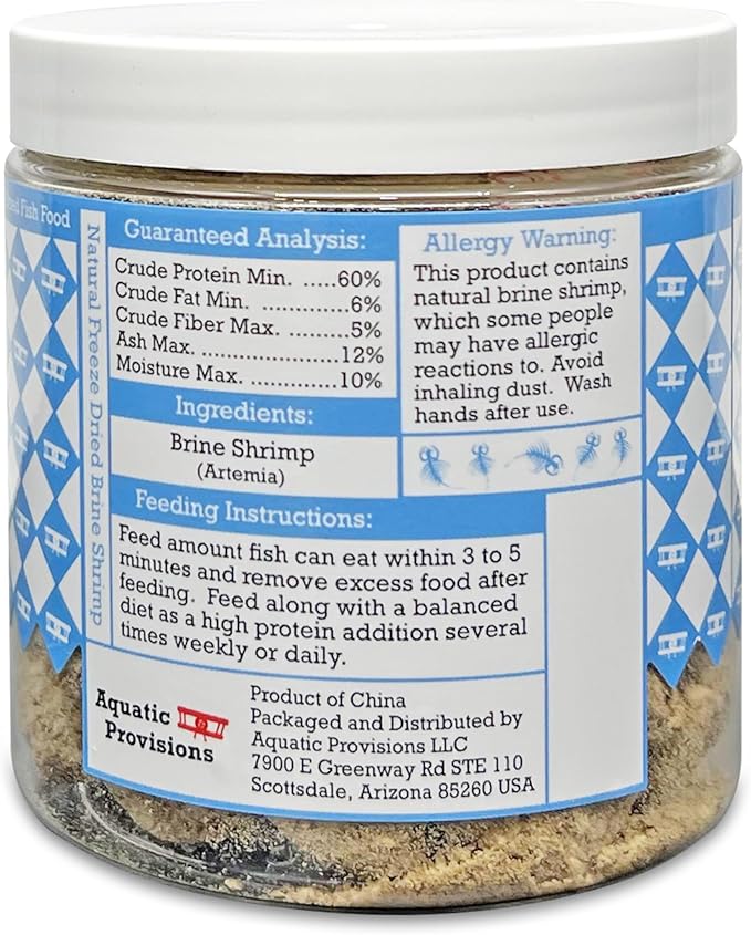 Freeze Dried Brine Shrimp Cubes 0.88 oz, Fish Food for Freshwater and Marine Aquarium Species