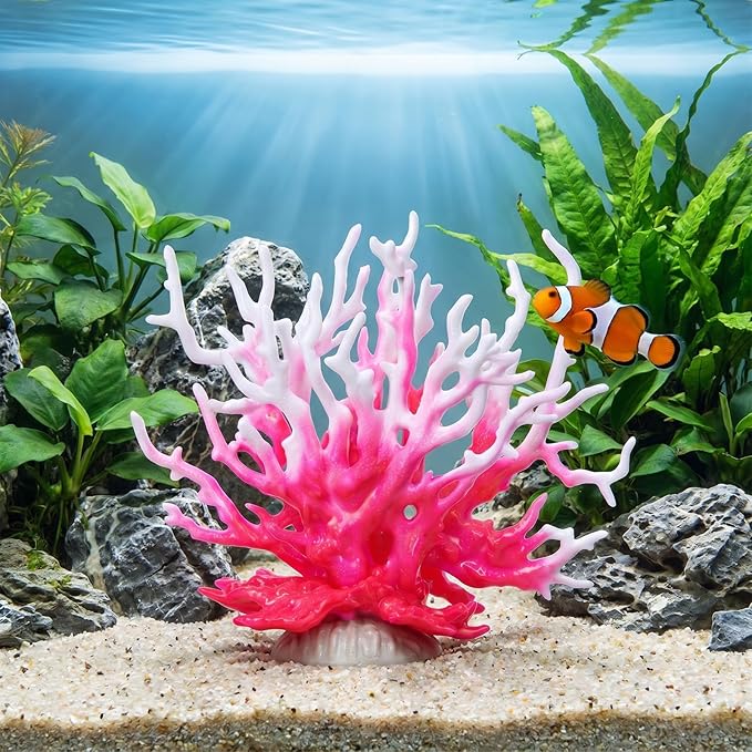 Aquarium Decor Plastic Plant Small, Artificial Aquarium Coral Ornament, Fish Tank Fake Coral, Aquarium Plants Decorations, Plastic Fish Tank Accessories, Multi-Purpose Simulation Water Grass