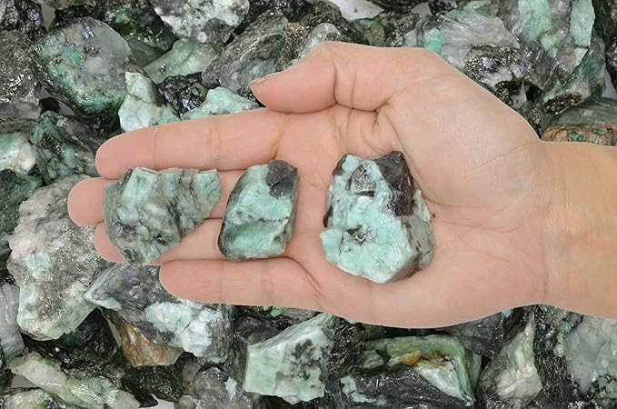 Fantasia Materials: 1 lb of Emerald Rough Stones from Brazil - Grade 1