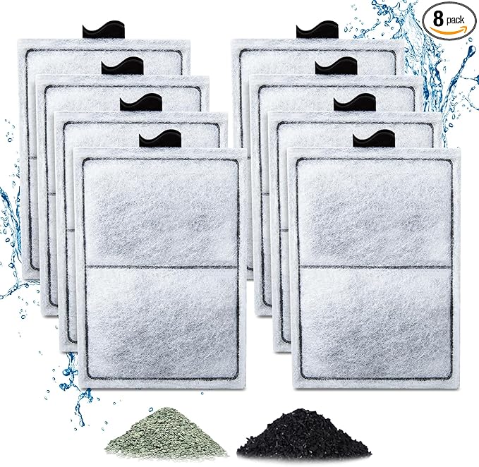 8 Pack PF-L Filter Cartridges Compatible with Top Fin Silenstream PF20, PF30, PF40 and PF75 Power Filters, Remplacement Aquarium Carbon Cartridge with Zeolite
