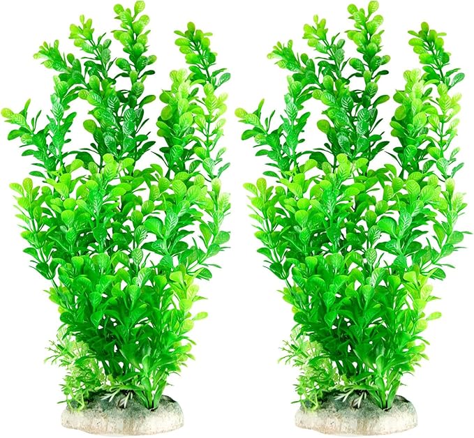 CNZ Aquarium Fish Tank Decoration Ornament, Artificial Plastic Plant 14", 2-Pack