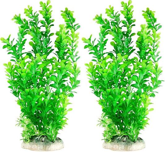 CNZ Aquarium Fish Tank Decoration Ornament, Artificial Plastic Plant 14", 2-Pack