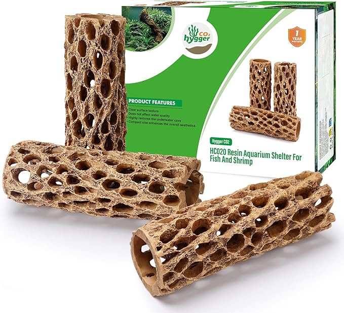 6“ Resin Cholla Wood Aquarium Décor Wood- Realistic Shrimp Hideout & Climbing Toy (6" L×2”Dia, 3pcs)