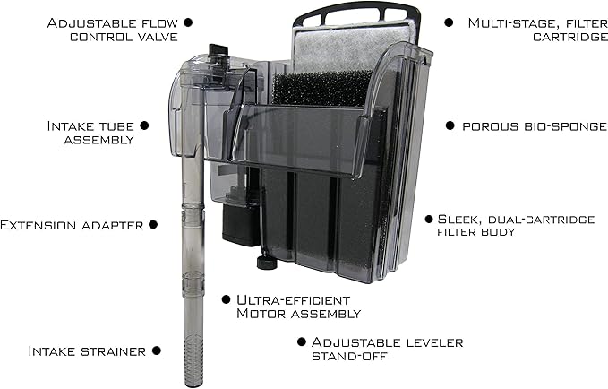 EA Encompass All Performance Hang-On Power Filter - for Aquariums up to 55 GAL - 220GHP - Not Made in China