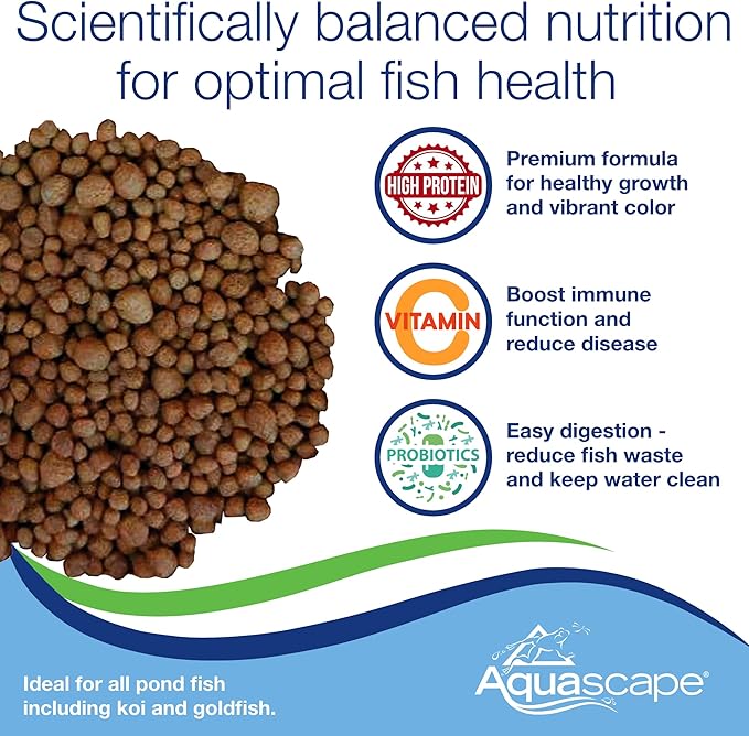 Aquascape Premium Staple Pond and Koi Fish Food, Mixed Pellet Size, 4.4 Pounds, 81052