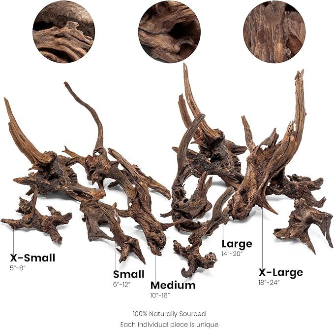 Ultum Nature Systems Driftwood - Pacific Drift Wood for Fish Tank, Planted Tank, Terriarium, Paludarium - Versatile Natural Driftwood Decor, Events Wood Centerpiece - Pacific Wood, S 7-12", 5 Pack