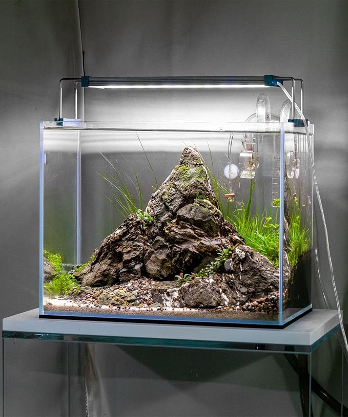 SubstrateSource Natural Aquarium Stones - Neutral Gray with Cream & Brown Accents, Weathered Layered Aquascaping Rocks for Canyon Builds, Betta Fish Tank, Cichlids & Reptile Enclosure - Rhino, 20 LB