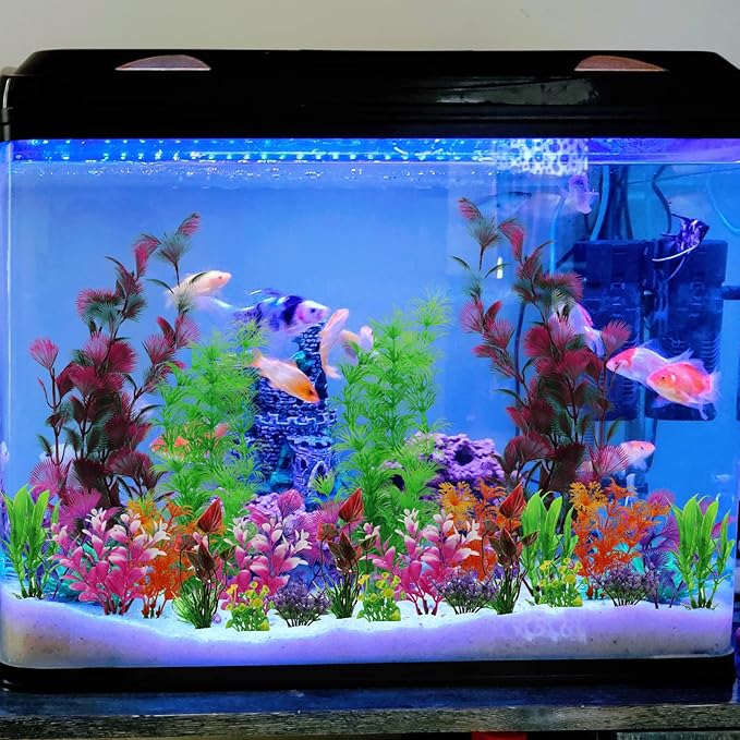 25 Pack Aquarium Plants, Fish Tank Decoration Colorful Artificial Fish Tank Decorations for Household and Office Aquarium Simulation, Small to Large and Tall