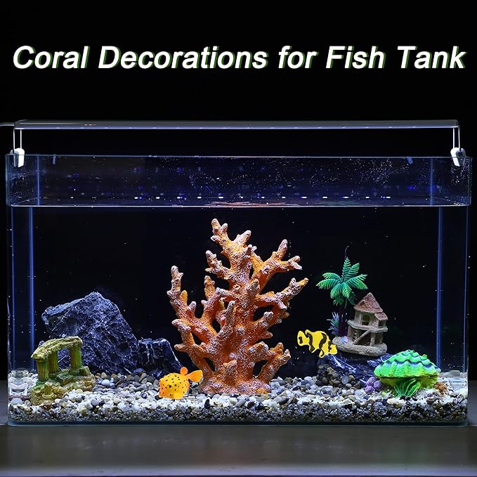 Artificial Coral Decor - Resin Coral Statue Home Decor, 7.48"x2.36"x9.45", Orange