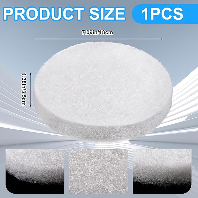 Tranqun 1 Pcs Fine Filter Water Polishing Pad Compatible with Fluval Fx4, Fx5, Fx6 7 x 7 x 1.38 Inches White Filter Media Canister Aquarium Water Polishing Pads