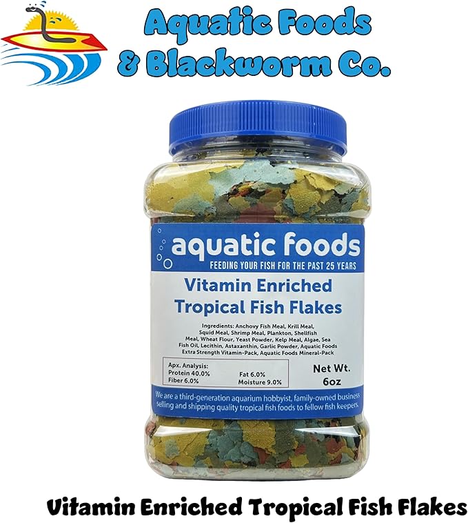 Premium Vitamin Enriched Tropical Flakes for All Community Tropical Fish, Cichlids and Pond Fish - AFI Vitamin Tropical Flakes …6oz Med Jar