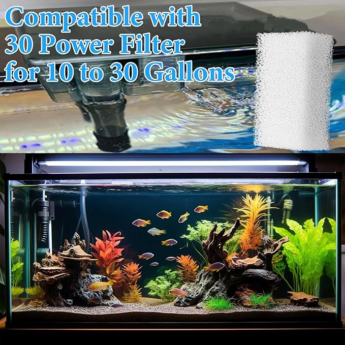 Threlaco 6 Pack Foam Filter Insert Compatible with Aquaclear 30 Aquarium Filter Replacement Media for Filtering and Keeping Aquariums Clear